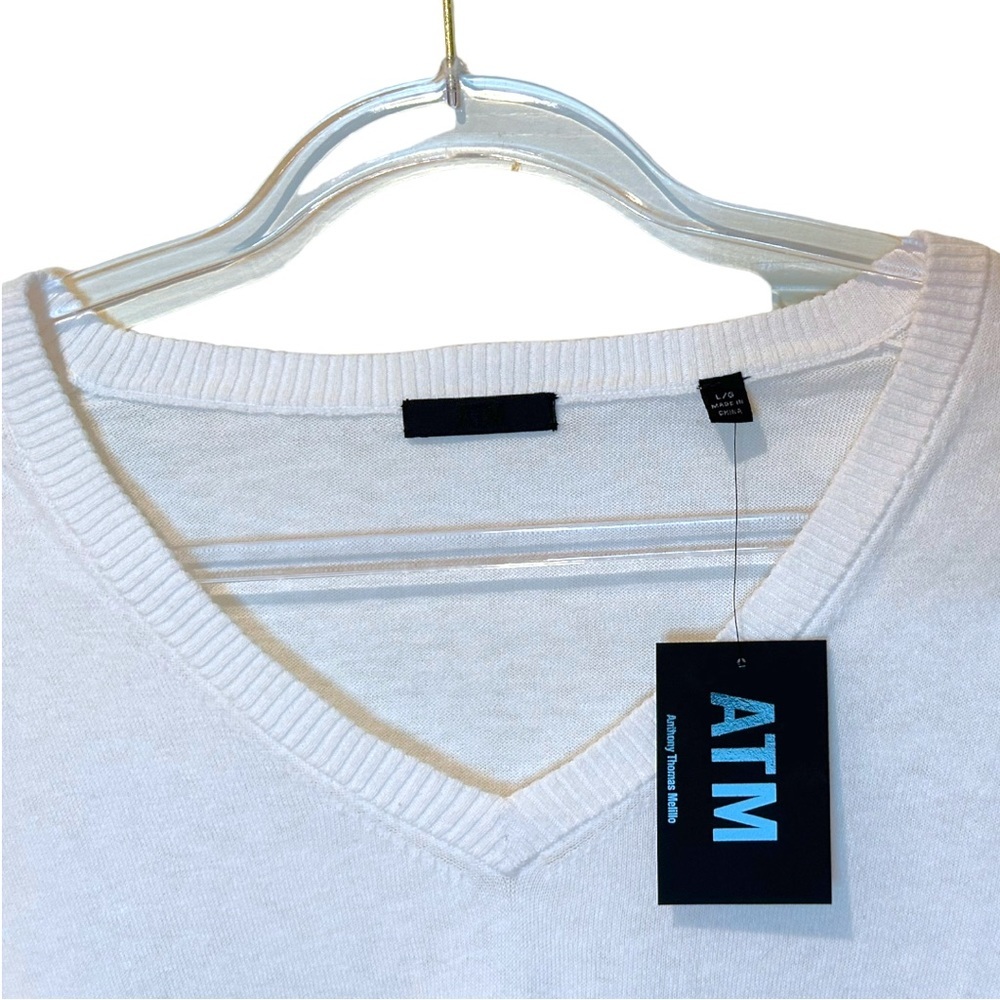 ATM Anthony Thomas Melillo Cotton Cashmere Ombré V-Neck Pullover - Picture 5 of 6